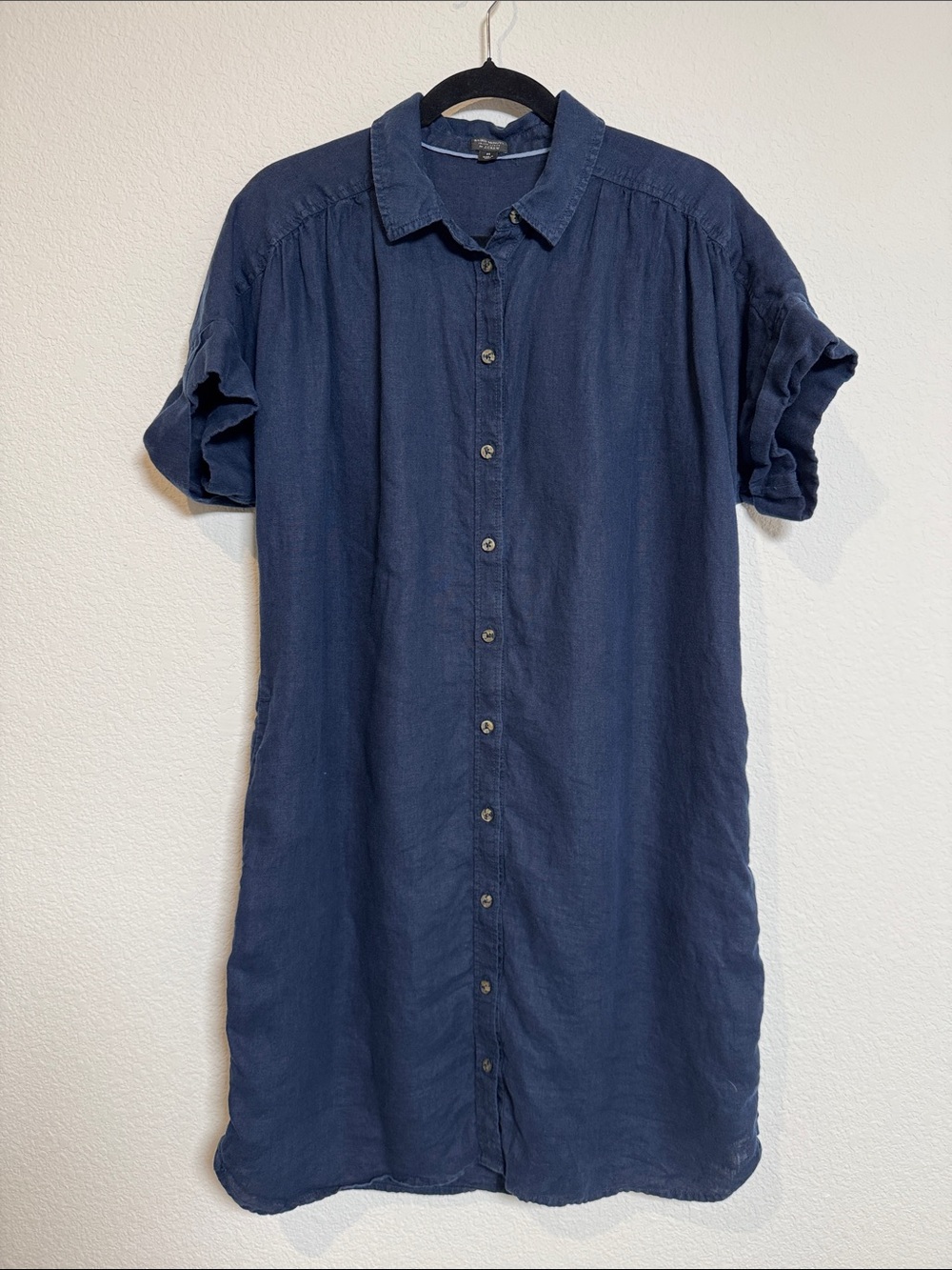 J. Crew Baird McNutt Blue Irish Linen Button Down Dress